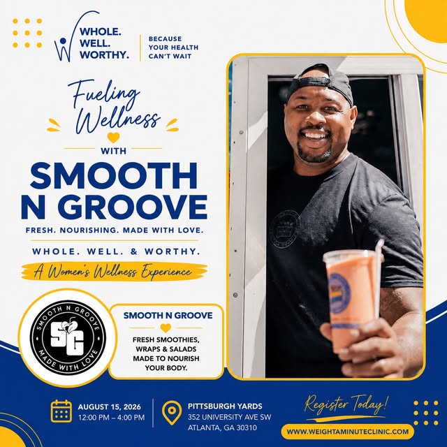 Smooth N Groove wellness event feature with Keon Davis and a fresh smoothie
